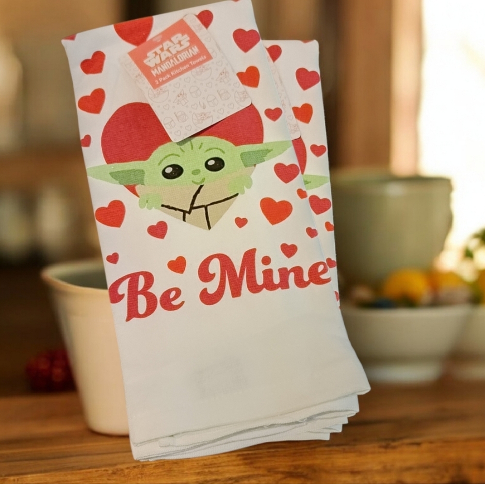 🍀4/$19🍀Disney Star Wars Grogu Baby Yoda 2-pack Valentine's Day kitchen towels